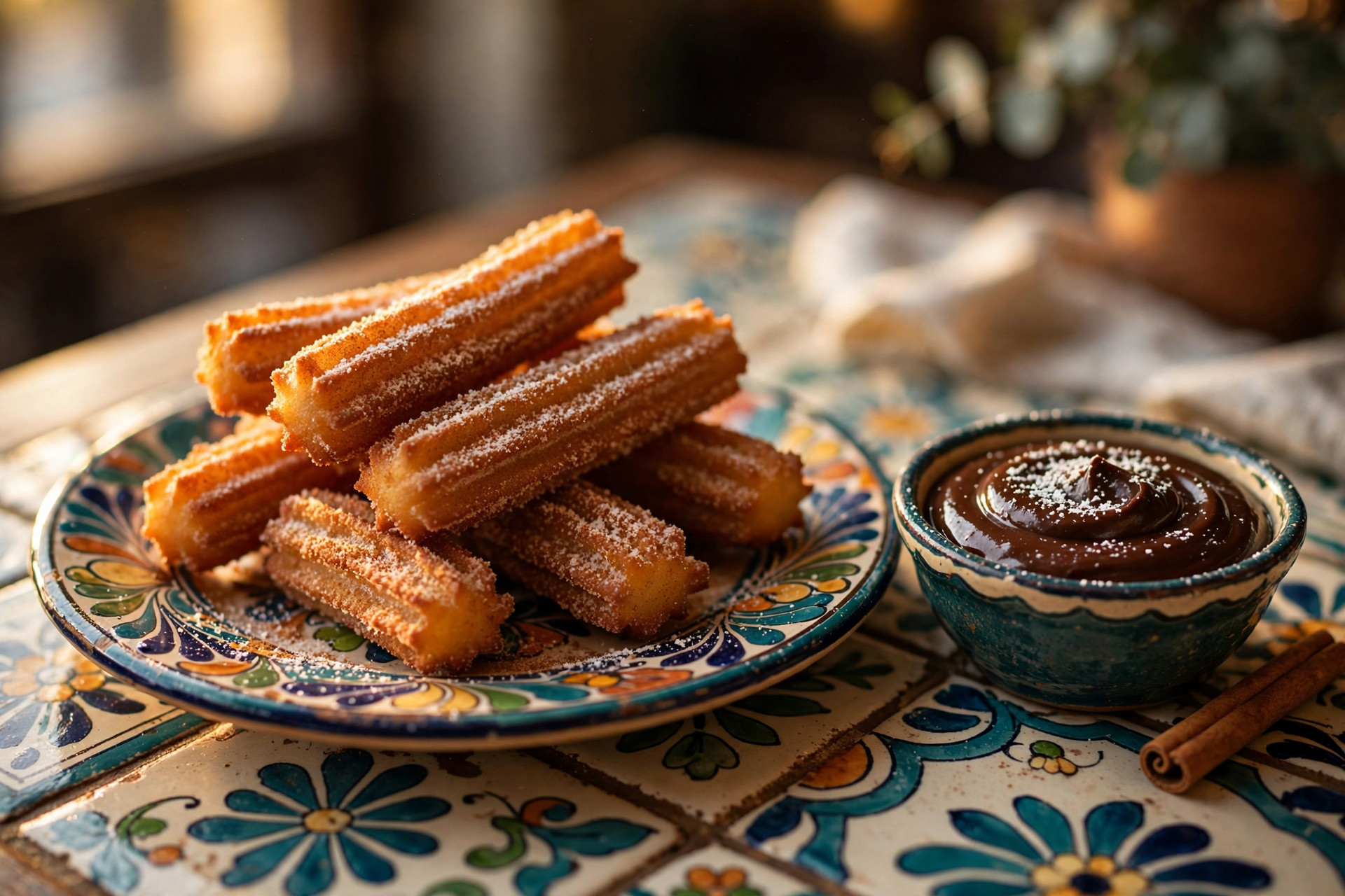 Churros with chocolate sauce
